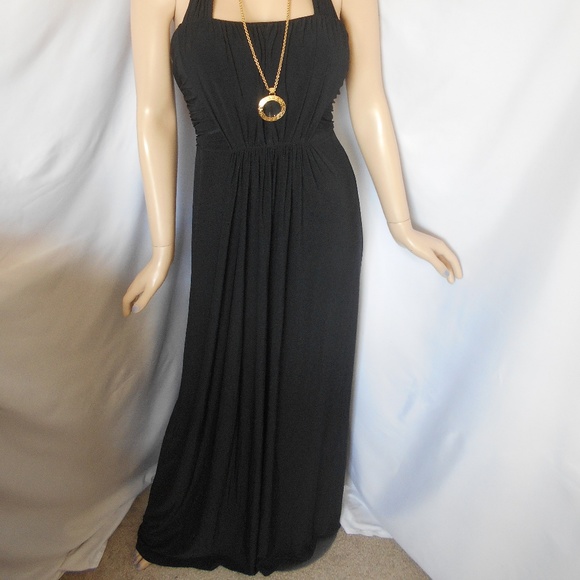 New BCBG PARIS Black Gown Halter Maxi Dress Sz 6 - Picture 4 of 7
